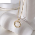 retro 14k gold pearl ring necklace leaf titanium steel collarbone chainpicture8